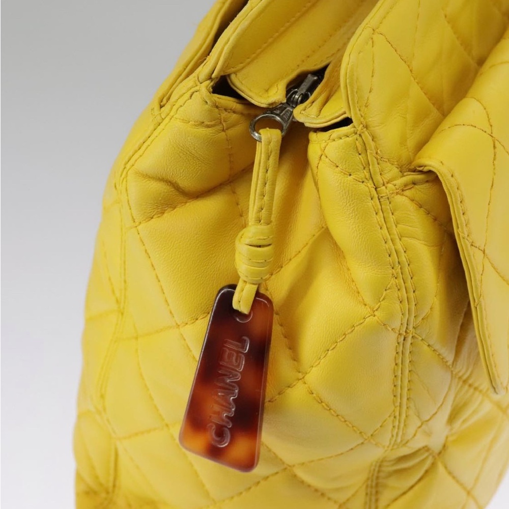 CHANEL Matelasse Hand Bag Lamb Skin Yellow - Picture 15 of 16
